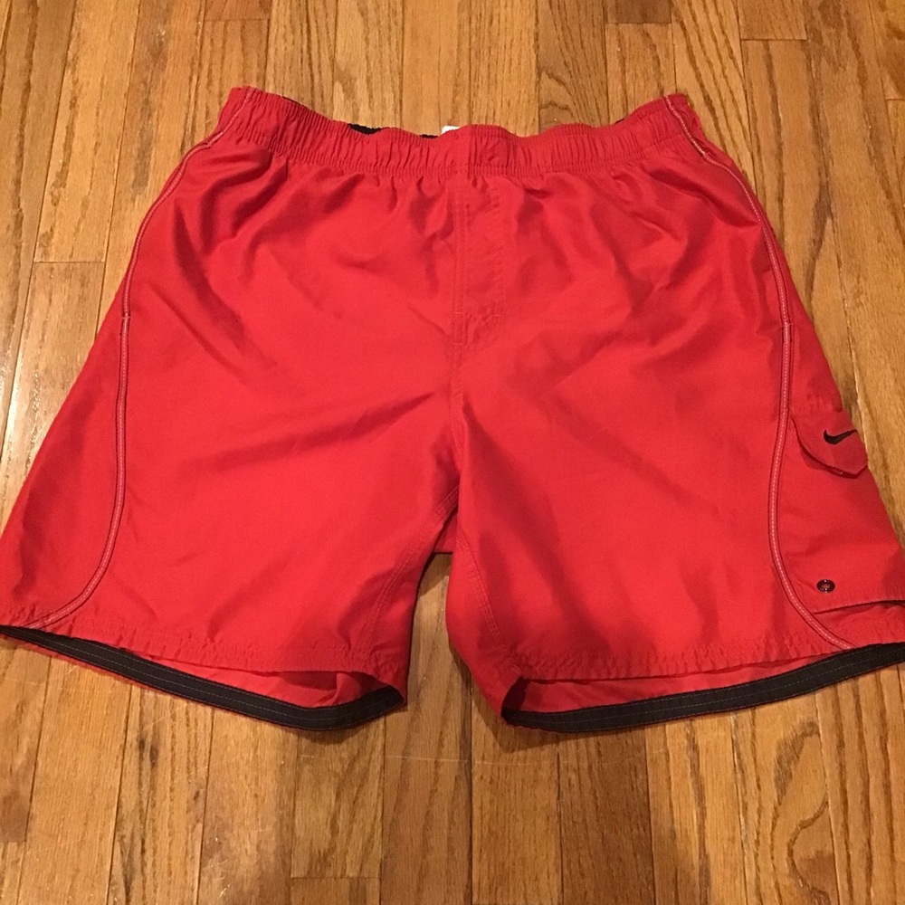 Nike SwimTrunks Red Bathing Suit Center Logo - Mens Size Medium